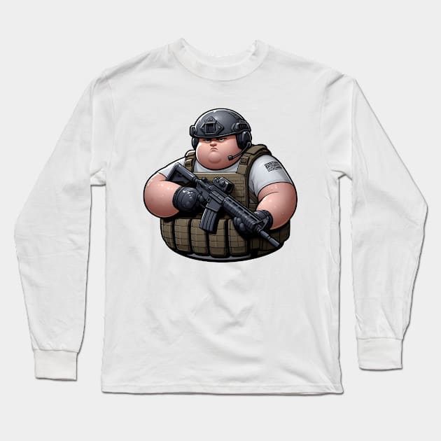 Tactical Fatman Long Sleeve T-Shirt by Rawlifegraphic